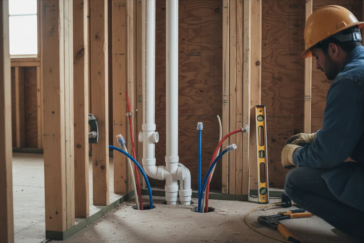 Drain and supply rough-in during Toilet Repair and Installation in Pentress