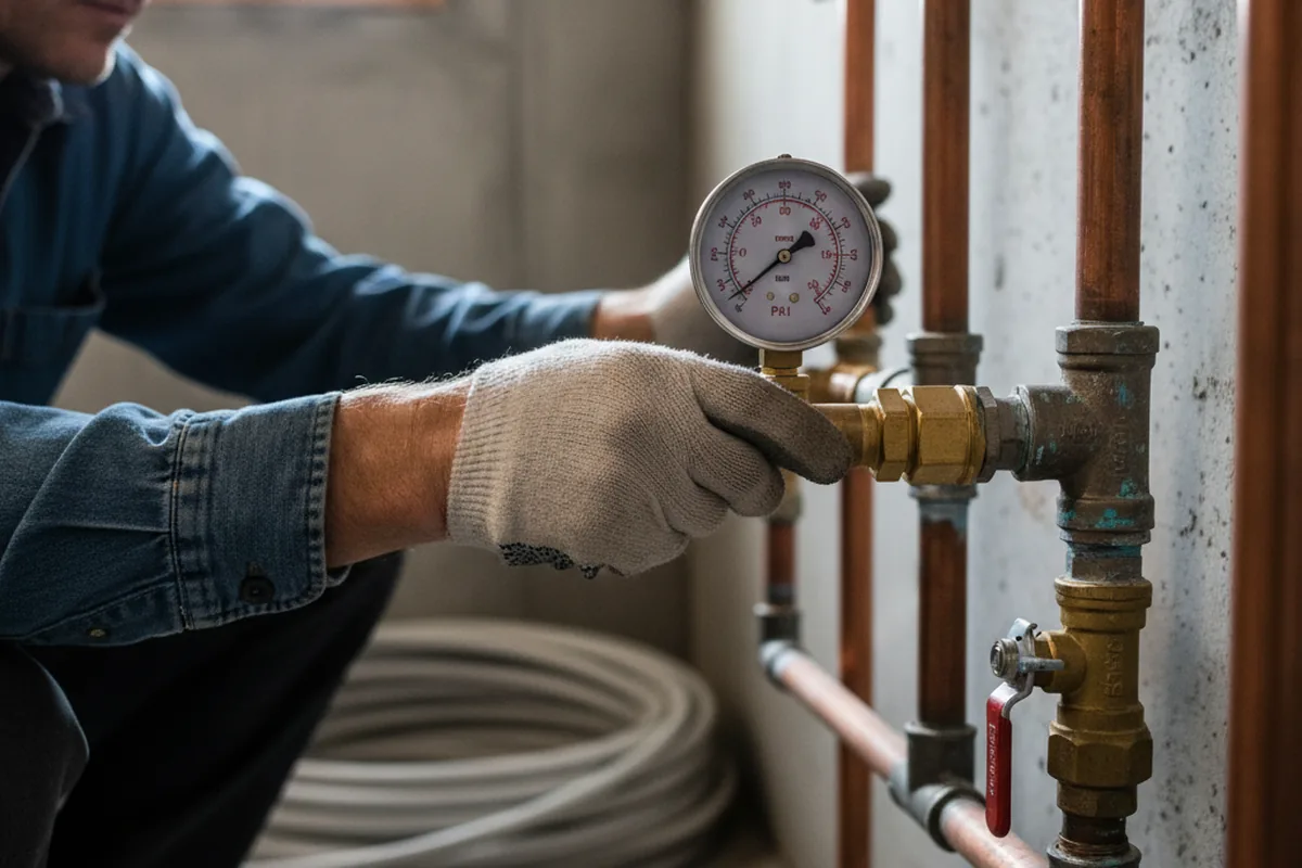 Pressure testing a repaired line during Water Line Repair in Pentress